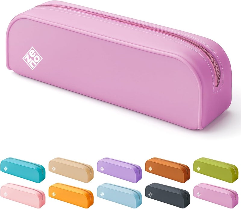 Zeno Silicone Pencil Case – Aesthetic Pencil Pouch for Women & Teens – Cute Pen Case, Pink Makeup Bag, Travel Pouch, Small Stationary Organizer, Pencil Box – Pink Reef - Image 1